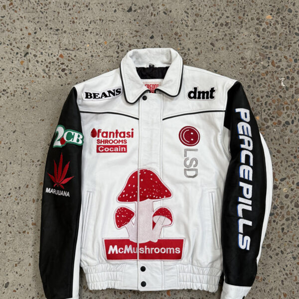 Mr mushroom leather jacket