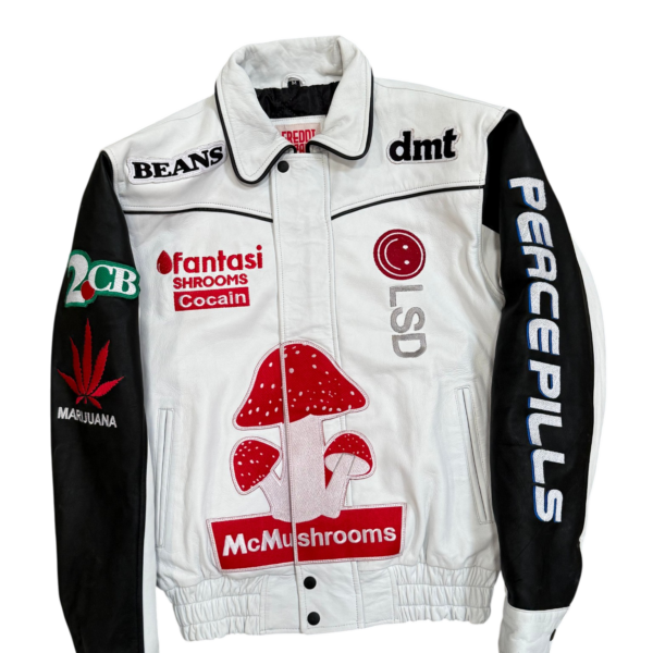 Mr mushroom leather jacket