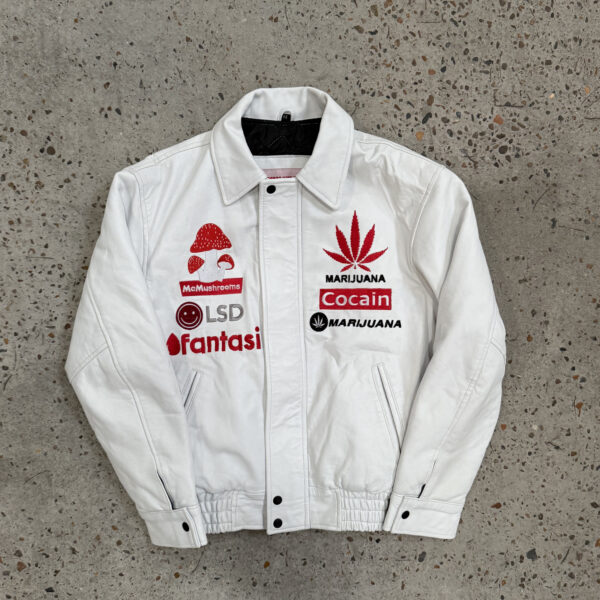 White weed jacket leather
