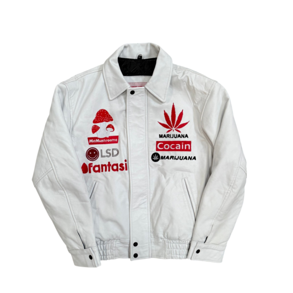 White weed jacket leather